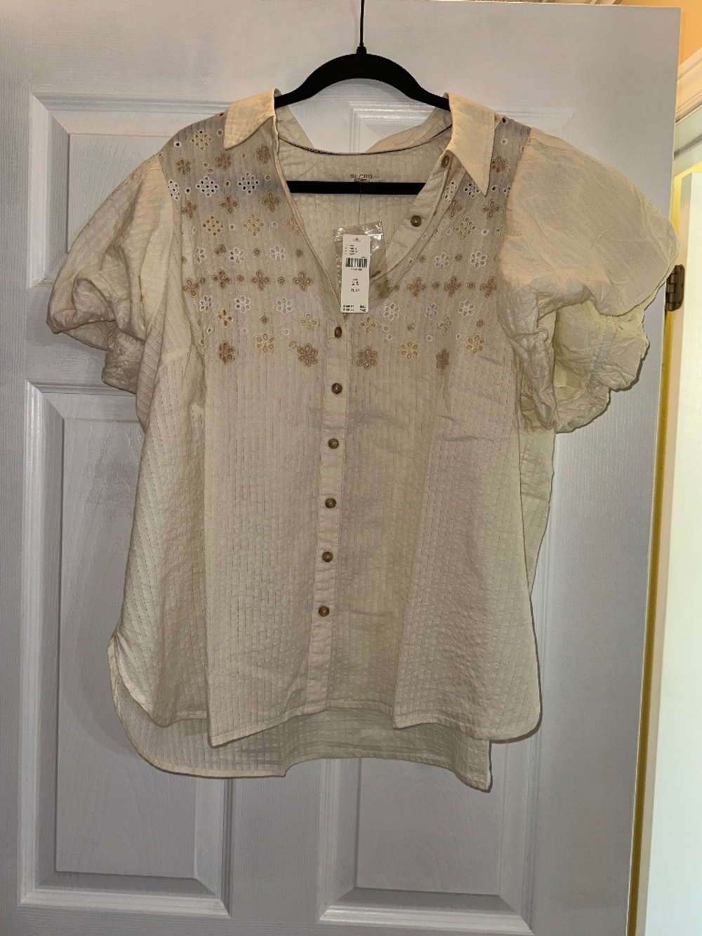 Pilcro by Anthropologie Ivory Eyelet Puff Sleeve Blouse NWT – Size 2X 3X